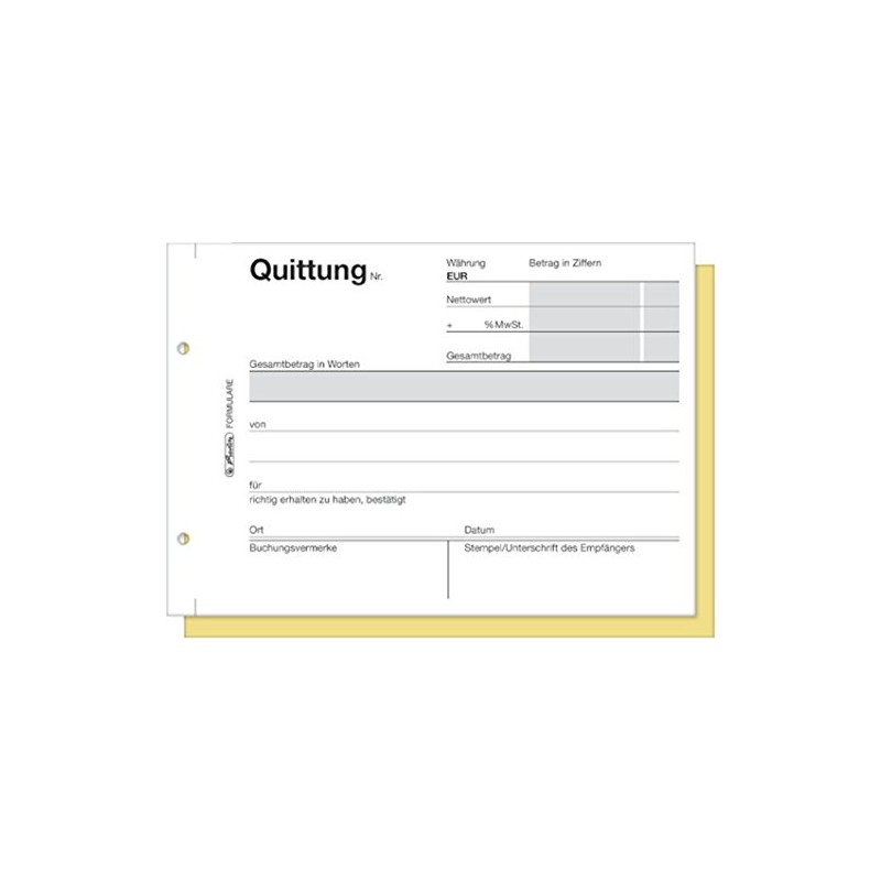 Herlitz Receipt Pad 402, Self-Copying, A6 Landscape, 2 x 40