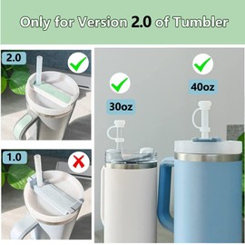 Silicone Spill Proof Stopper for Stanleys Cup 2.0 40oz/ 30oz, Including 2 Straw Cover Caps, 2 Square Spill Stopper and 2 Round Leak Stopper, Tumblers Accessories (for Stanleys Cup 2.0)