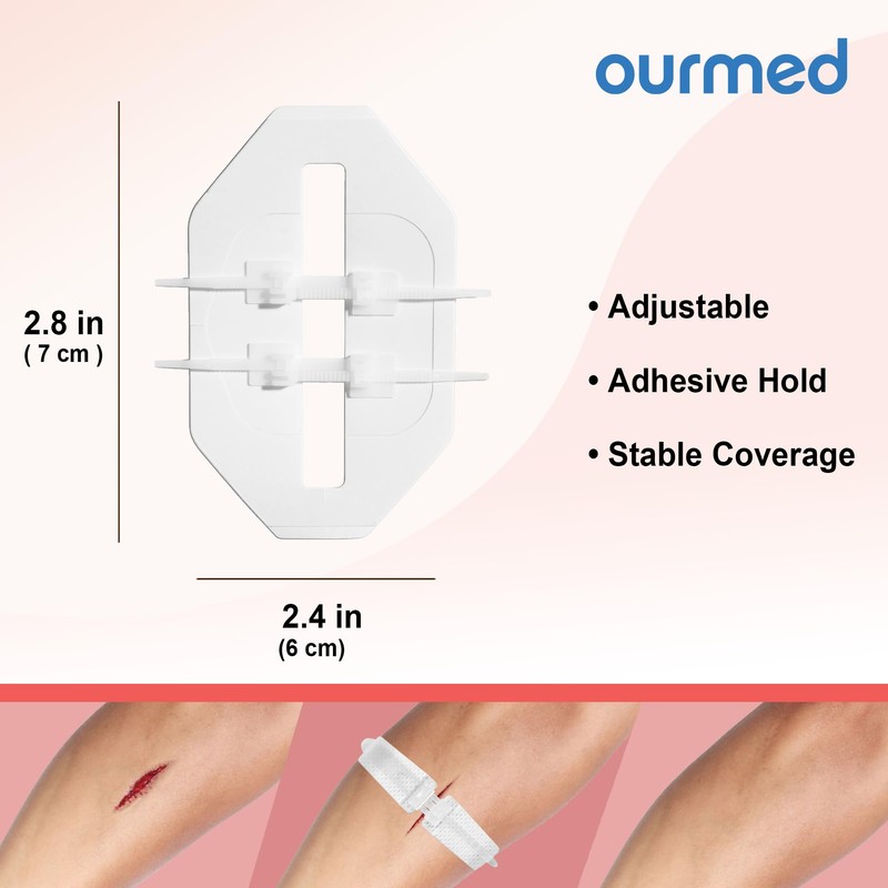 Ourmed Wound Closure Strips(2.4"x 2.8" - 4 Pcs), Butterfly Bandages