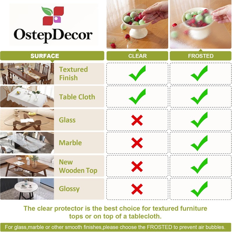 OstepDecor Clear Table Protector, 35 x 60 cm Desk Pad,