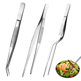 Cooking Tweezers Set of 3 Kitchen Tweezers for Decorating Food, Cooking, Baking etc. 16 cm