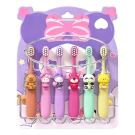 Capybara - Cepillos de dientes para niños, 6 unidades, cerdas extra suaves, cabezales de cepillo pequeños, de 3 a 12 años, divertidos cepillos de dientes de baño y viaje para niños y niñas