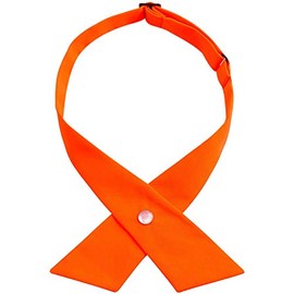 Adjustable Criss-Cross Bowtie School Uniform Pre Tied Bows for Women/Girls, Orange, Medium