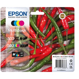 Epson Original 503 Chili Ink Multipack 4-Colour Black XL, CMY Standard, XP-5200 XP-5205 WF-2960DWF WF-2965DWF, ReadyPrint Flex Ink Tariffs