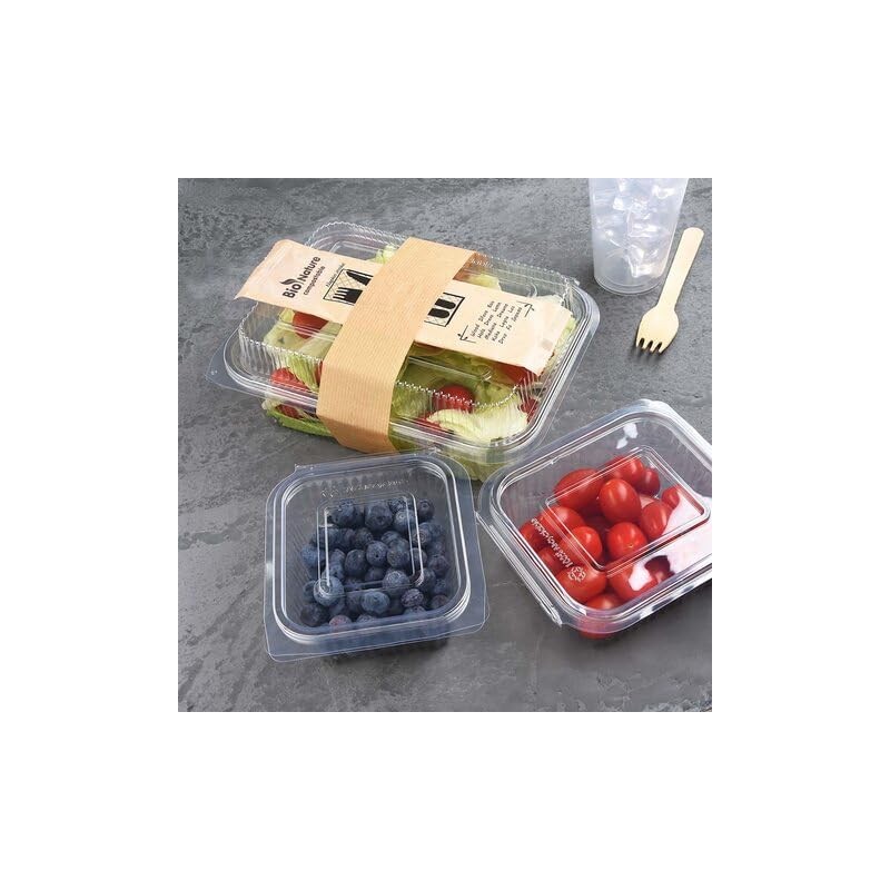 VEPATIM 50 Rectangular Cups Clear with Lid 250 ml (rPET)