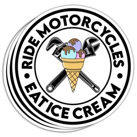 HOSALA Ride Motorcycles Eat Ice Cream Sticker Funny Biker Motocycles Sticker Gift Decoration Truck Helmet Vehicles