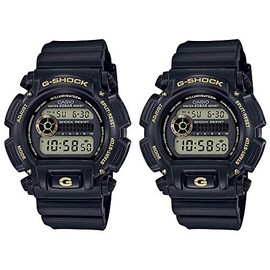 Casio G-Shock DW-9052GBX-1A9DW-9052GBX-1A9 Pair Watch, Set of 2, Same Size, Digital Digital, Gold x Black, Water Resistant to 20 ATM
