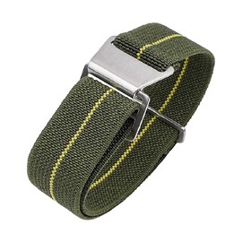 JBR French Troops Parachute Style Watch Band - Elastic Fabric Nylon Waterproof Military Replacement Watch Strap - Choice of Colors - 18mm 20mm 22mm (20mm, Green-Yellow)