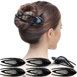 RC ROCHE ORNAMENT RC ROCHE ORNAMENT 6 Pcs Womens French Concord Curved Hair Clip No Slip Strong Grip Comfortable Hold Girls Ladies Beauty Accessory Pin Teeth Clamp, Large Black