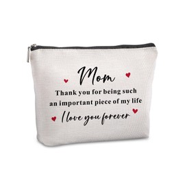 Pwrlveiut Mom Gift Mom Thank You for Being Such Important Piece of My Life I Love You Forever Travel Makeup Bag Mothers Day Gifts Birthday Christmas Thank You Gifts for Mom