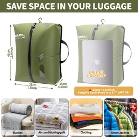 EULANT TPU Vacuum Bags for Travel, Reusable Compression Bags for Suitcase/Luggage/Backpack, Vacuum Sealing Bag with IP67 Airtight Zip, Waterproof & Space Saving