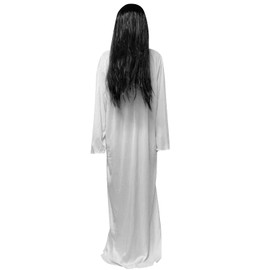 DECEED Sadako Cosplay Costume, Ghosts, Haunted House, Joke Costume, Halloween, Adult, Unisex, Robe + Wig 2 Piece Set (White, Large Size)