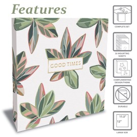 Large Padded Photo Album Magnetic Self-Stick 3 Ring Photo Album, 50 Double Sided Photo Mounting Sheets (100 Pages), by Better Office Products, 11.5" x 12" with 2.5" Spine (Good Times Modern)