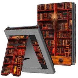 Fintie Case for Pocketbook Verse Pro/Verse (2023)/Verse Pro Color (2024) eReader - Kickstand Protective Case with Card Slot Wrist Strap and Stand Function, Library