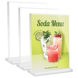 Pack of 3 A4 Acrylic Table Stand A4 Acrylic T Stand Acrylic Table Stand A4 Menu Card Holder Advertising Stand Acrylic Stand for Photos, Office, Restaurant, Cafe, Shop