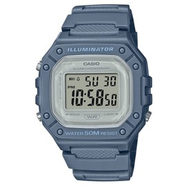 Casio W-218HC Dull Color, Smoky Color, Nuance Color, Thin, Lightweight, Waterproof, Square, Digital, Square, Men's, Women's, Kids, Cheap Casio, dull blue, Retro