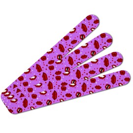 Luscious Red Lips Kiss Pattern Set Double-Sided Nail File Emery Board Set 4 Pack