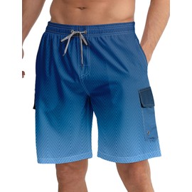 APTRO Men's Swim Trunks Quick Dry Bathing Suit Swimwear Beach Shorts HW182 Gradient Blue 1XL