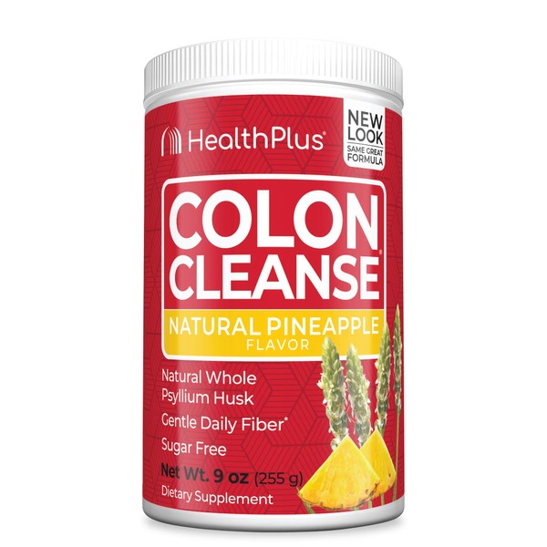 Health Plus Colon Cleanse - Natural Daily Fiber - No Artifical Flavors, Natural Sweetener, Gluten Free, Detox, Heart Healthy, Pineapple Flavor (9 Ounces, 36 Servings)