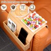 Sofa Tray Armrest, Sofa Shelf with 2 Coasters, Wooden Sofa