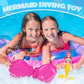 Pool Diving Toy Set, Diving Mermaids, Swimming Pool Accessories & Kids Pool Toys, Diving Games Training Children's Gifts, Little Mermaid Party Supplies & Water Toys for Kids Aged 5 & Up (Yellow)