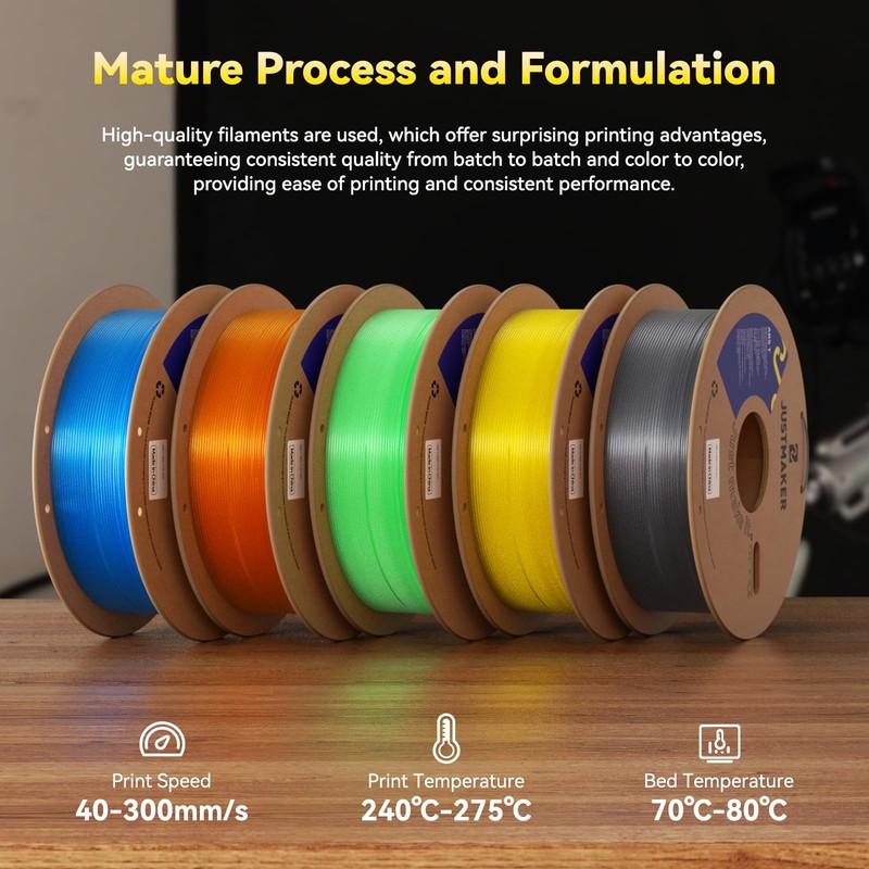 JUSTMAKER ABS Transparent 3D Printer Filament, Upgraded Strength Heat Resistant