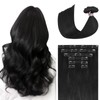 Ukira Hair Extensions Real Human Hair Clip ins, Natural Black