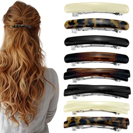 8PCS French Acetate Hair Barrette,6.6cm/2.6'' Tortoise Shell French Barrettes,Delicate Accessories Colorful Hair Slides Hair Clips for Girls and Women