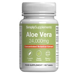 Aloe Vera Tablets 24,000mg | Digestive Support Supplement | Vegan & Vegetarian Friendly | 180 Aloe Vera Extract Tablets = 3 Month Supply | Manufactured in The UK