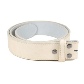 Leather Belt Strap with Vintage Distressed Texture 1.5" Wide with Snaps (Cream-M)
