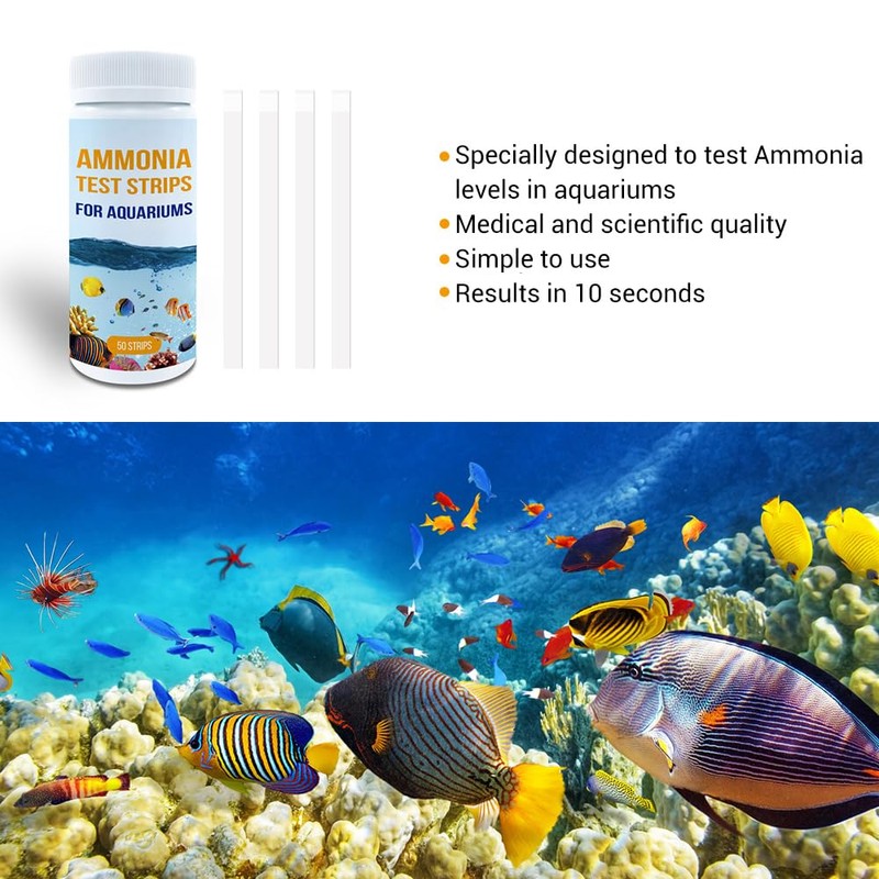 MiOYOOW Aquarium Ammonia Test Kit, 50 Counts Ammonia Test Strips,