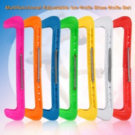 Durable Plastic Ice Hockey Ice Skate Blade Guard Covers, plplaaoo Ice Skate Protector, 1 Pair of Optional Ice Skate Protectors in 7 Colours, with Adjustable Spring (Plum Red)