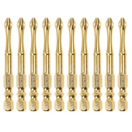 AUTOTOOLHOME 2-1/2 inch Titanium Coated Magnetic PH2 Anti Slip Screwdriver Bits Set Phillips Bits #2 Impact Driver Bits TS2