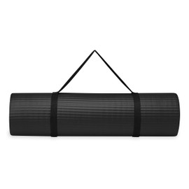 Gaiam Essentials Yoga Mat, Pilates  Exercise Mat, Thick 25 (10mm) Workout Mat with Easy-Cinch Carrying Strap for Home  Gym Workouts                   