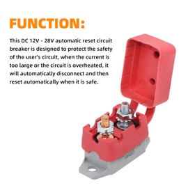 Tiooka 50 Amp Automatic Reset Circuit Breaker 2Pcs 12V-28V DC Circuit Breaker with Cover Stud for Bolt Automotive Breaker