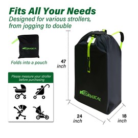 Neuradical Stroller Bag for Airplane, 600D Oxford Cloth Gate Check Stroller Bag, Water-Resistant Double Stroller Travel Bag for Airplane, Childress Stroller Cover for Air Travel