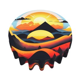HYTTER Sunrise Mountain Prints Tablecloth Round Decorative Tablecloth 60 in : The Material is Soft, Wrinkle-Resistant