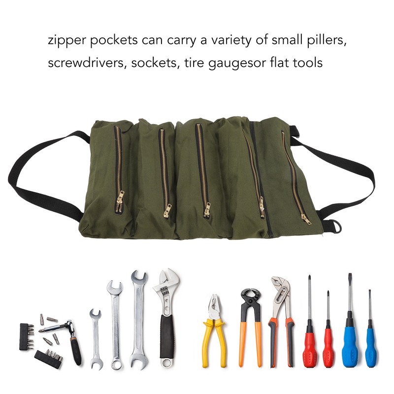 Car Back Seat Tool Storage Bag Canvas Garden Foldable Roll