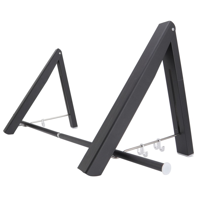 Retractable Clothes Rack Black Foldable Design Aluminium Wall Mounted Clothes