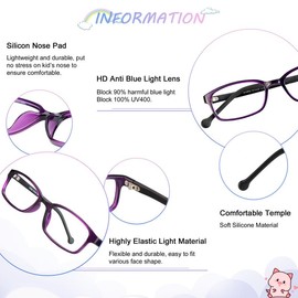 LAMBBAA Kids Blue Light Blocking Glasses 2 Pack Square Frame UV400 Protection Anti Blue Ray Computer Glasses Anti Glare Eyewear for Boys Girls Age 3-12 (Purple+Tortoise)