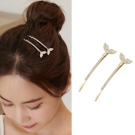Summer Metal Rhinestone Hair Clips for Women Girls Gold Mermaid Hairpins Metal Clip Hair Barrettes for Styling Cute HairPins Beach Accessories Hawaii Party Decorations