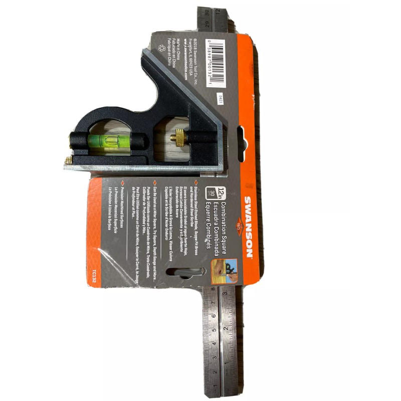 Swanson 12 Inch Combination Square Swanson Stainless Blade, Level, Scribe