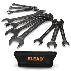 ELEAD Super-Thin Open End Wrench Set | 10-Piece Metric 5.5-27mm | Nickel-Plated Slim Design | 5.5, 7, 8, 9, 10, 11, 12, 13, 14, 15, 16, 17, 18, 19, 20, 21, 22, 23, 24, 27mm