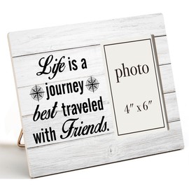 Zauly Best Friends Wood Picture Frame Gifts, Friendship Gifts for Men Women Best Friends, Friends Gifts for Birthady Christmas Graduation, Life Is a Journey Quote Picture Frame, 4x6 Inches Photo