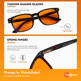 VisionGlobal 2 pack Gaming Glasses Blue Light Blocking Glasses for Women Men Eyeglasses Anti Eyestrain Anti UV Glare