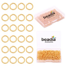 BEADIA 18K Gold Plated Jump Rings Non Tarnish 6mm 400pcs for Jewelry Making Findings