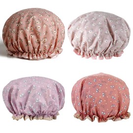 4 Pcs Shower Caps Reusable Shower Caps Double Waterproof Shower Caps Help Protect Your Hair Great for Women Shower Passaron and More (4 Colors)