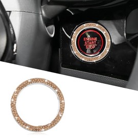 Tecledsn Car Bling Crystal Rhinestone Engine Start Decoration Ring, Sparkling Push Start Button Sticker, Key Ignition & Knob Ring Decoration, Bling Car Interior Accessories for Women (Peach)