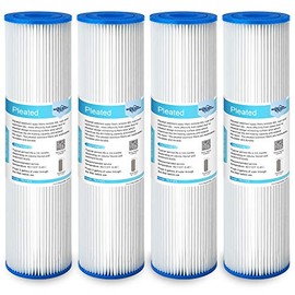 Membrane Solutions 5 Micron Pleated Polyester Sediment Water Filter 10"x2.5" Replacement Cartridge Universal Whole House Pre-Filter Compatible with W50PE, WFPFC3002, SPC-25-1050, FM-50-975 - 4 Pack