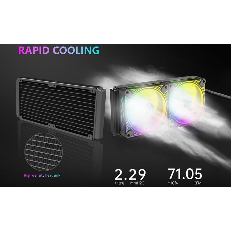 T-240MM Black ARGB Liquid CPU Water Cooling with 240mm ARGB